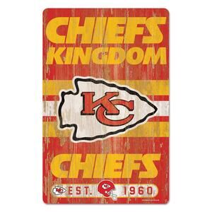 NFL Kansas City Chiefs Wood Sign Slogan Distressed Man Cave Football New